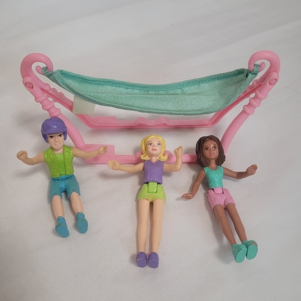 Polly Pocket Vintage 2003 McDonalds Happy Meal Hammock and 3 Figures
